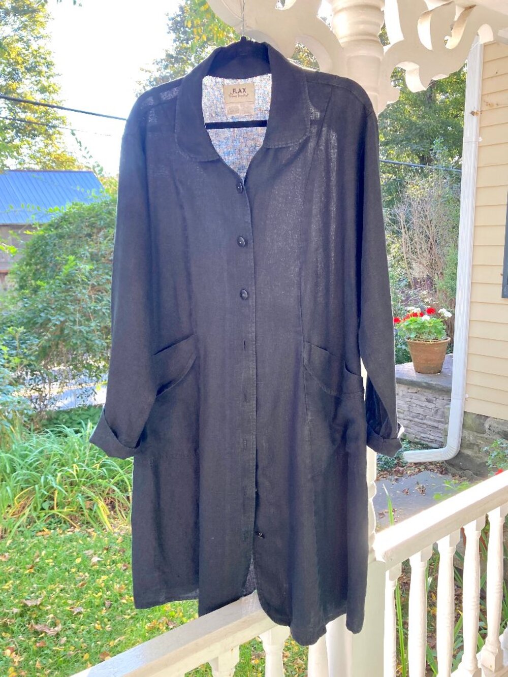 FLAX by Joanne Engelhart Black 100% Linen Coat